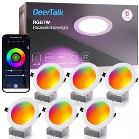 Deertalk 445052318391 6 Inch Smart Rgb And Cct Slim Canless Downlight Wifiandbluetooth Compatible