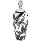 Dl14376 Dahlia Studios Black And White Feathers Ceramic Canister 736101968948