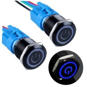 Anyhh-dyzsdc-22b2 Dmwd 2pcs Metal Latching Push Button Switch 12v-24v On/off 1no 1nc 22mm Blue