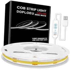 Dopoleu Cob-usb2m Cob Led Strip Light 6.56ft/2m 5v Usb Powered 6000k White