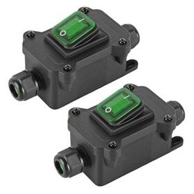 Dweii 687117781765 2pcs Waterproof Inline Cord Switch Dpst Ac 20a-125v 16a-250v On Off Green