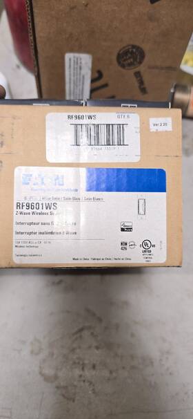 Rf9601ws Eaton Z-wave Plus Wireless Switch 15a White Satin 6 Pack Ul Listed