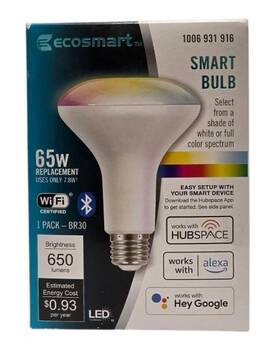 11br3065wrgbwh1 Eco-smart 4 Pack- Ecosmart 65w Eq. Br30 Color Change Cec Led Flood Light Bulb Voice