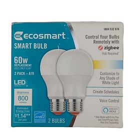 A9a19a60wesdz02 Ecosmart 60w Equivalent A19 Smart Led Bulb White Works With Alexa And Echo Plus