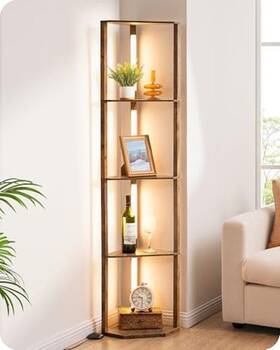 Hflha1a Edishine 64 Inch Corner Shelf Floor Lamp For Living Room Modern Led Light