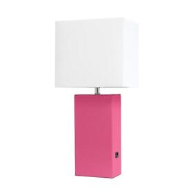 Elegant Designs Modern Leather Hot Pink Table Lamp With Usb Lt1053-hpk