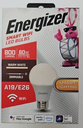 Eac2-1002-rgb Energizer A19/e26 Smart Wifi Led Bulb Warm White 800 Lumens/60w Alexa Siri Googl