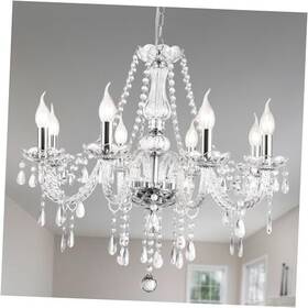 Eyeshine Moist 631060188621 Modern Elegant 8 Lights K9 Crystal Glass Chandelier Silver Pendant Ceiling