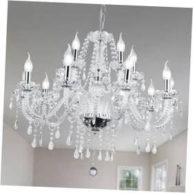 Eyeshine Moist 631060188645 Modern Elegant 12 Lights K9 Crystal Glass Chandelier Silver Pendant Ceiling