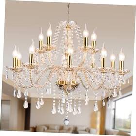 Eyeshine Moist 631060188829 Modern Elegant 15 Lights K9 Crystal Glass Chandelier Golden Pendant Ceiling