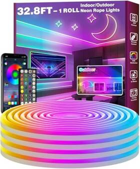 Fbz 795847770185 200ft Led Rope Lights Flexible Neon Control With App/remote 32.8ft