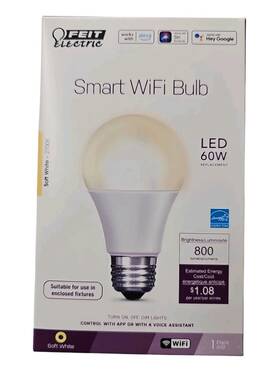 Feit Electric 017801171990 60w A19 Alexa Google Led Smart Wifi Bulb 1pk