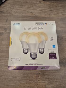 Feit Electric 017801172447 Smart Wifi Bulb Soft White 2700k Led 60w 3 Pack A19 Alexa/google