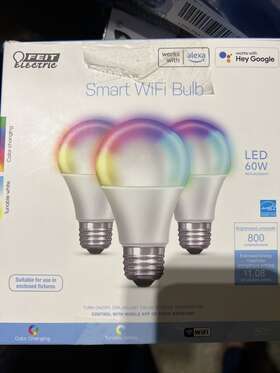 0m60 Feit Electric 0m60/rgbw/ca/ag/3 0m60/rgbw/ca/ag Smart Wi-fi Bulbs 3 Pack Led 60-watts 800 Lumens