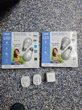 Feit Electric A19/tcp/led Smart Home Bundle - 4 Bulbs 3 Wifi Plugs Alexa Google Compa