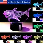 Fer8958656 Led Shark Night Light Changing Touch Switch Usb Desk Table