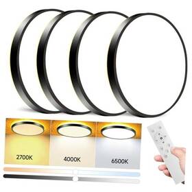Fpds 707713931682 4 Pack Flush Mount Ceiling Light 8.7 Inch Black-3cct 2700k/4000k/6000k