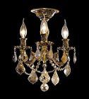 9203f13fg-gt French Id 966126 Lights Teak 3 Semi-flush Golden Rosalia Gold Crystal