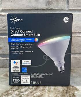 Ge 043168539623 - Cync Smart Full Color Direct Connect Outdoor Light Bulb Par38 90w