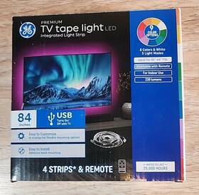 Ge 043168541008 Led Tv Tape Light 84-in Usb Strip Under Cabinet Remote Plug In