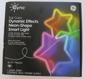 Ge 043168556378 Cync Dynamic Effects Smart Led Neon Shape Light Full Color 2.4ghz Wi-fi 16 Ft