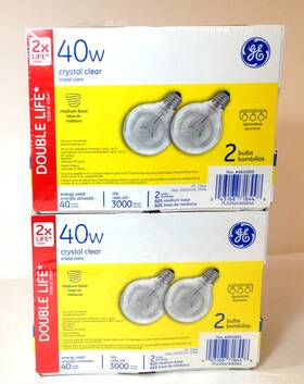 71844 Ge New 4 Globe Decorative 40 Watt G25 Medium Base Light Bulbs 40w 2 2-packs