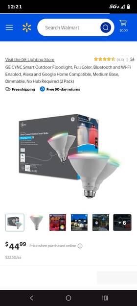 931181 Ge Cync Par38 Full Color Led Smart Outdoor Floodlight Alexa Google 2 Pack