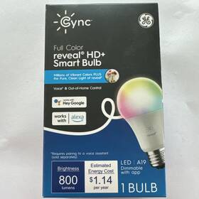 93130124 Ge Cync Full Color Reveal Hd Smart Bulb Hey Google Alexa 800 Lumens