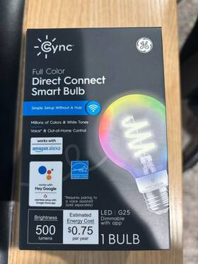 93130169 Ge Full Color Direct Connect Smart Led Bulb Dimmable G25 Alexa / Google