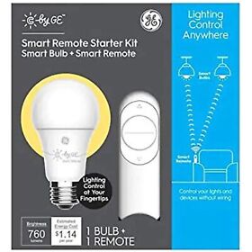 93124020 Ge C By Starter Kit Remote With 60-watt Eq A19 Soft White Dimmable Smart Led