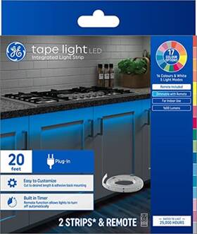 Tap240pi1600r8rwwtrmc2p Ge Lighting Led Tape Light Color Changing Plug-in Strip Fixture With Timer 20ft