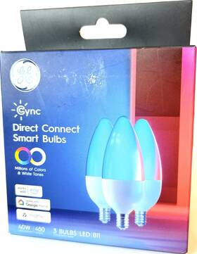 Ge Pk-d011375-3 Cync B11 Candle Led Smart Bulbs 3-pack Rgb Dimmable Wi Fi Matter
