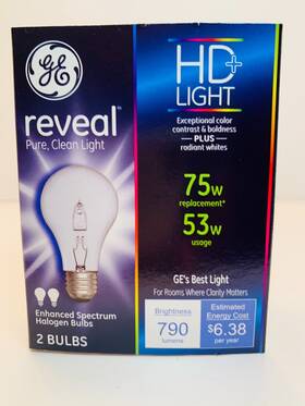62617 Ge Reveal Hd 2 Pack New 53 Watt Clear Classic Bulbs 790 Lumens 75