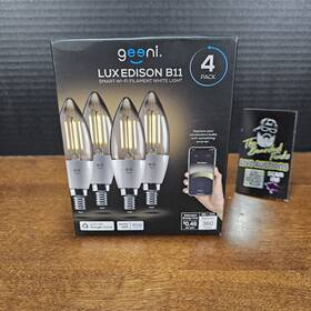 Geeni 194383001157 Lux Edison B11 Filament Wifi Led Smart Bulb Candelabra 4 Pack