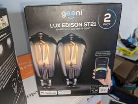 Gn-bw223-999 Geeni Lux Edison St21 St64 Wifi Led Smart Bulb 8w E26 Base 2 Pack