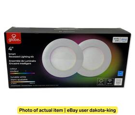 50402 Globe Alexa Wi-fi Smart 4 In Slim Led Recessed Ceiling Light Downlight Dimmable Rgb