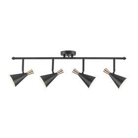 Globe Electric B09w84ft9z 59980 Aurora 4-light Track Lighting Matte Black Brass Accents
