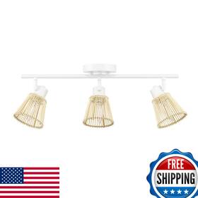 Globe Electric B0c6l5vqtd 64000043 22 3-light Track Lighting Matte White Bamboo Shades