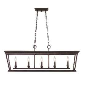 4214-lp Golden Lighting Eb Davenport - 5 Light Linear Pendant In Classic Style