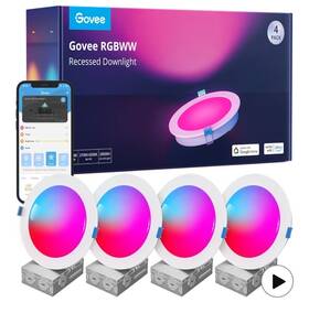 B601a Govee Rgbww Smart Led Recessed Downlight 4 Pack Alexa Google Wi-fi App Control