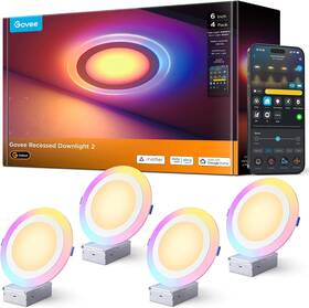 H601f1f4 Govee Smart Recessed Lighting 6 Inch Matter Rgbic Led Light 4 Pack