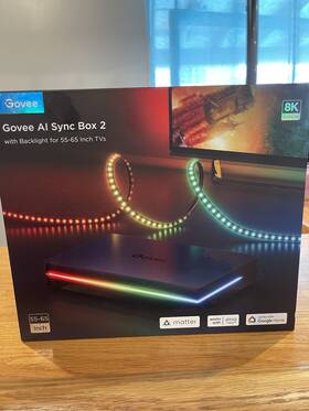 H6064 Govee Ai Sync Box 2 Tv Backlight 55-65 Inch Color Changing Alexa Matter