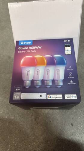 H619a Govee Rgbww Smart Led Bulb 4-pack 800 Lumens Wifi Alexa Google