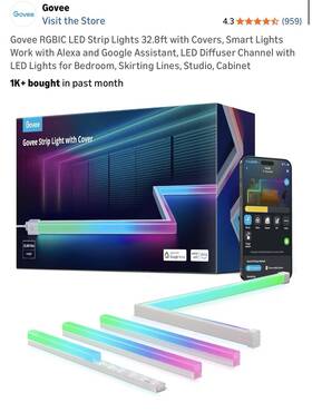H61b7 Govee Rgbic Led Light Strip 32.8ft Multicolor Wi-fi App Voice Control