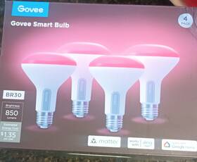 Govee Hbr3a Br30 Smart Led Flood Bulbs 4-pack 850 Lm Wi-fi Matter Rgb Dimmable