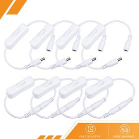 Gryfton 686130917700 8pcs Dc 12v Inline Rocker On Off Switch 5.5x2.1mm Jack Male To Female White