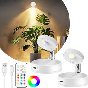 Ev0001 Guankaidianzishangwu Rechargeable Led Spotlight Wireless Rgb Spot Light 2 Pack For Indoor Use