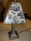 H-12.75 Unbranded Table Lamp With Shade Made French Toile Under Glass