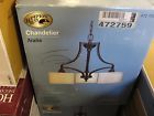 472759 Hampton Oil Rubbed Chandelier Bay Light Shades Fabric Dinnette Bronze 3