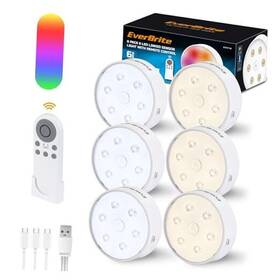 E101118 Hanzghou Greatstar Industrial Co.ltd Puck Lights With Remote Rechargeable 2000mah Linked 6 Led And Two Group Control